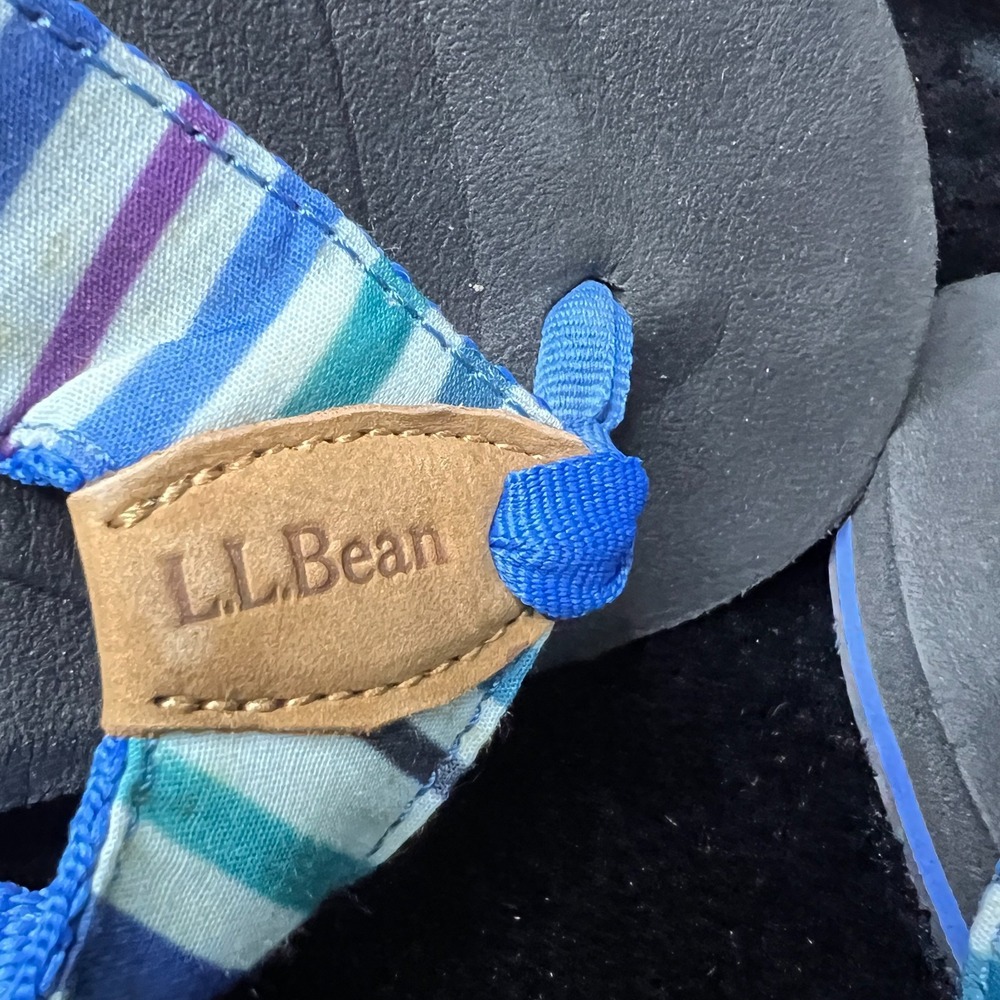L.L. Bean Maine Isle 503347 Womens 7 M Sandals Multi Striped Slip On Flip Flop - Picture 2 of 5